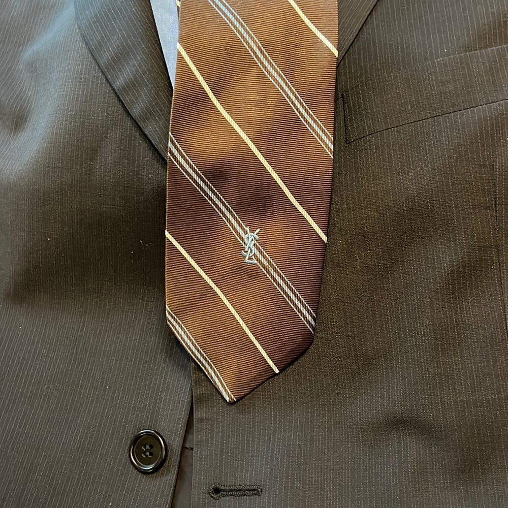 M/M Yves Saint Laurent 3” Brown with blue and white stripe